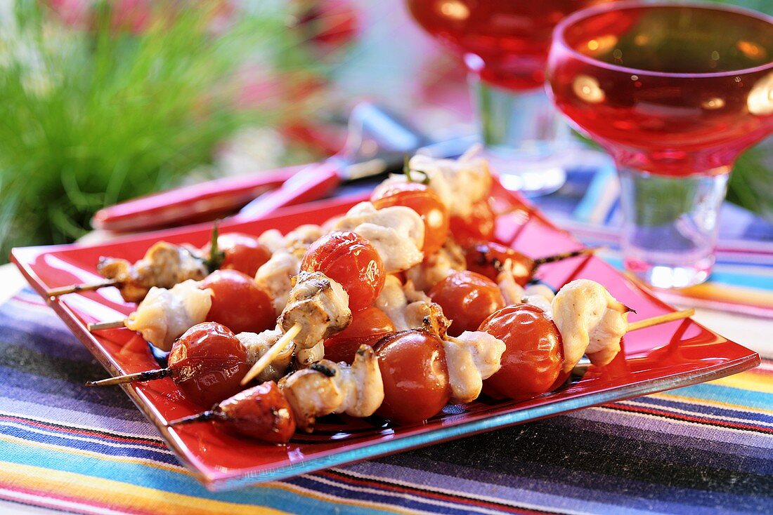 Grilled turkey and tomato kebabs