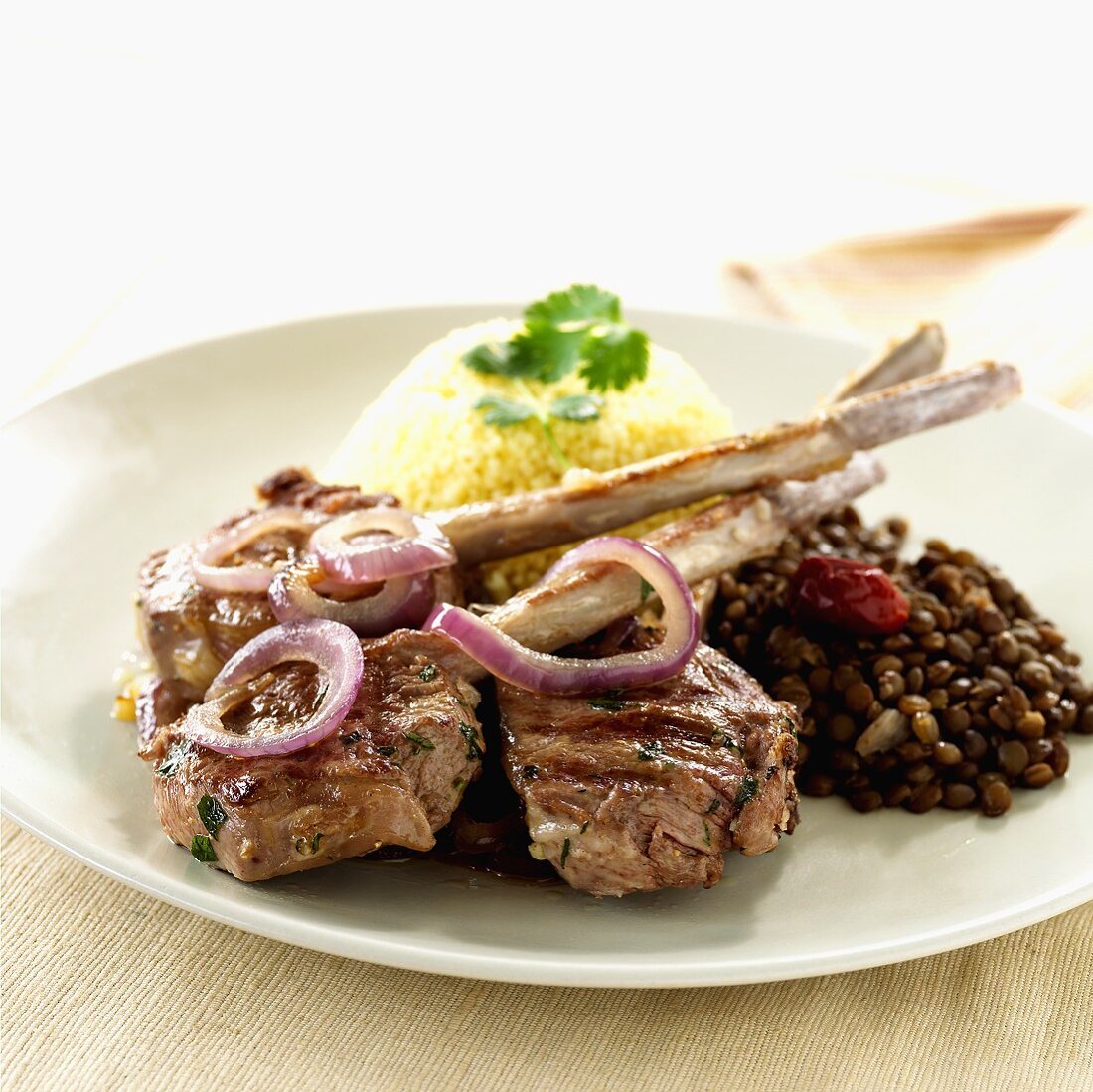Grilled lamb cutlets with couscous
