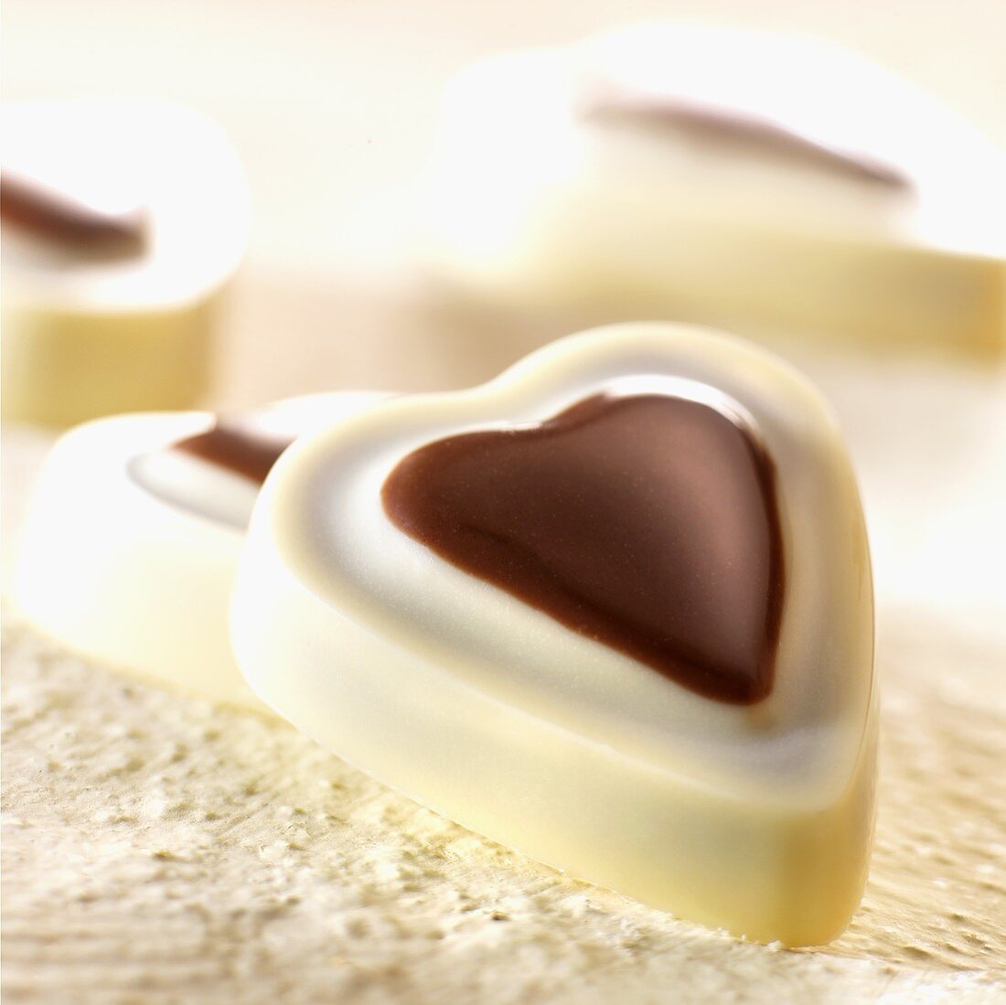 Heart-shaped white chocolates