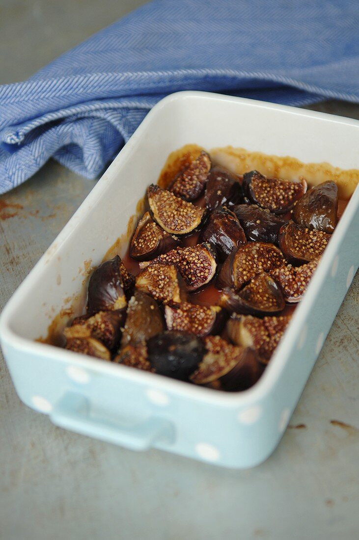 Baked figs in a baking dish