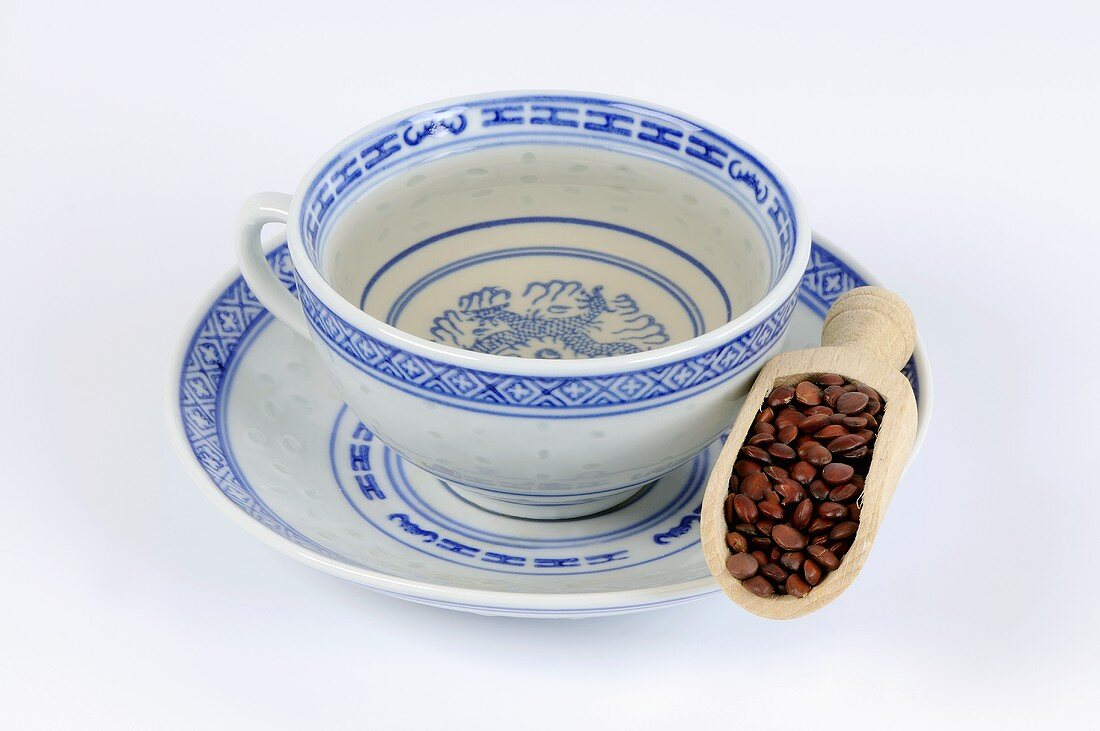 Jujube seeds (Ziziphus spinosa) with cup of tea