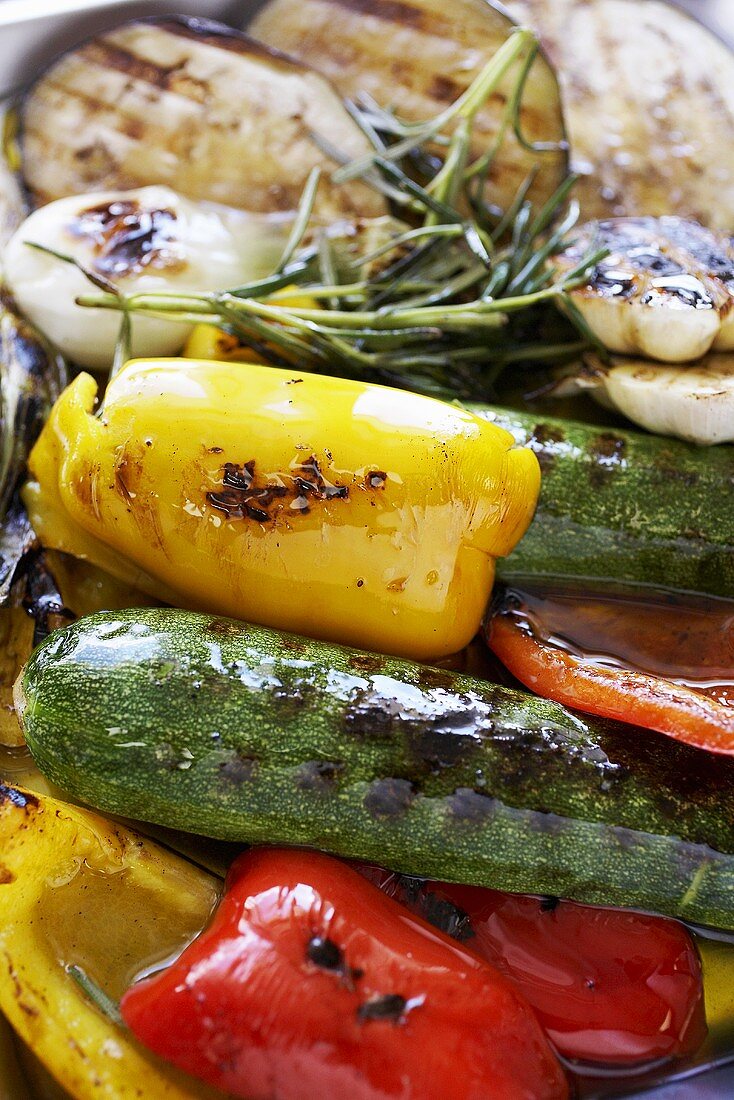 Grilled vegetables with rosemary and olive oil