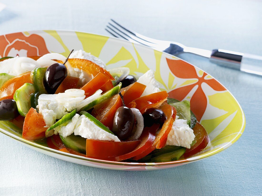 Greek salad with fresh goat's cheese