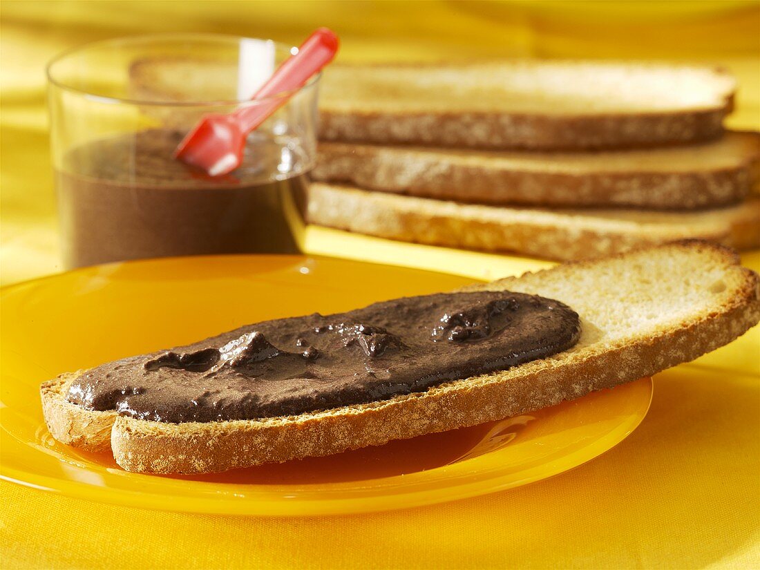Nut chocolate spread on toasted bread