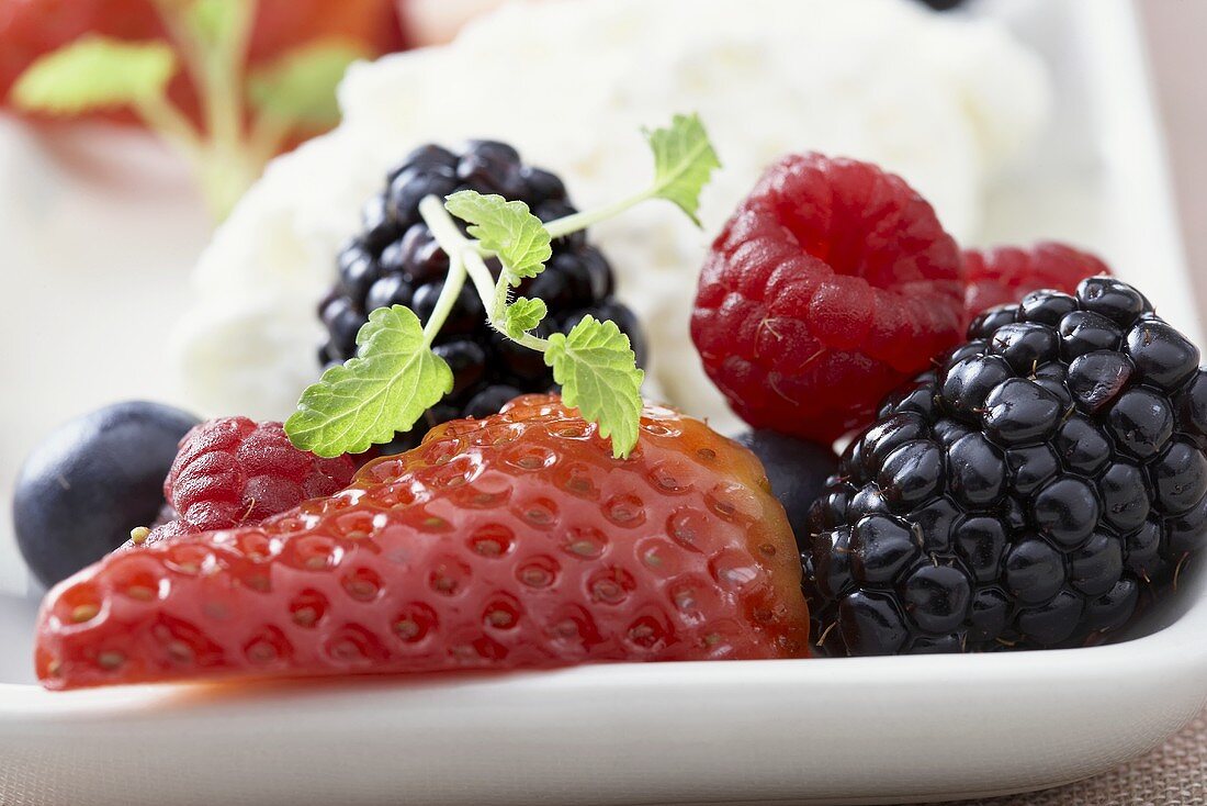 Fresh berries with yoghurt mousse