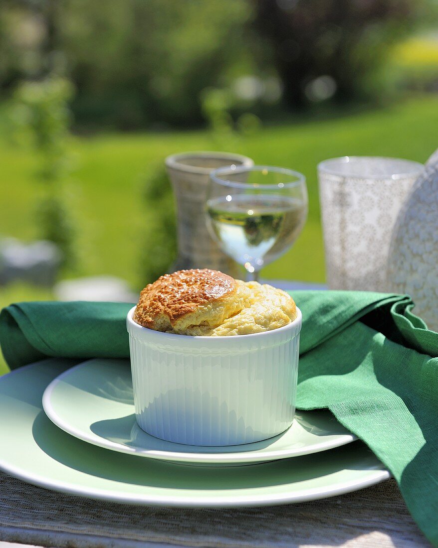 A cheese soufflé out of doors