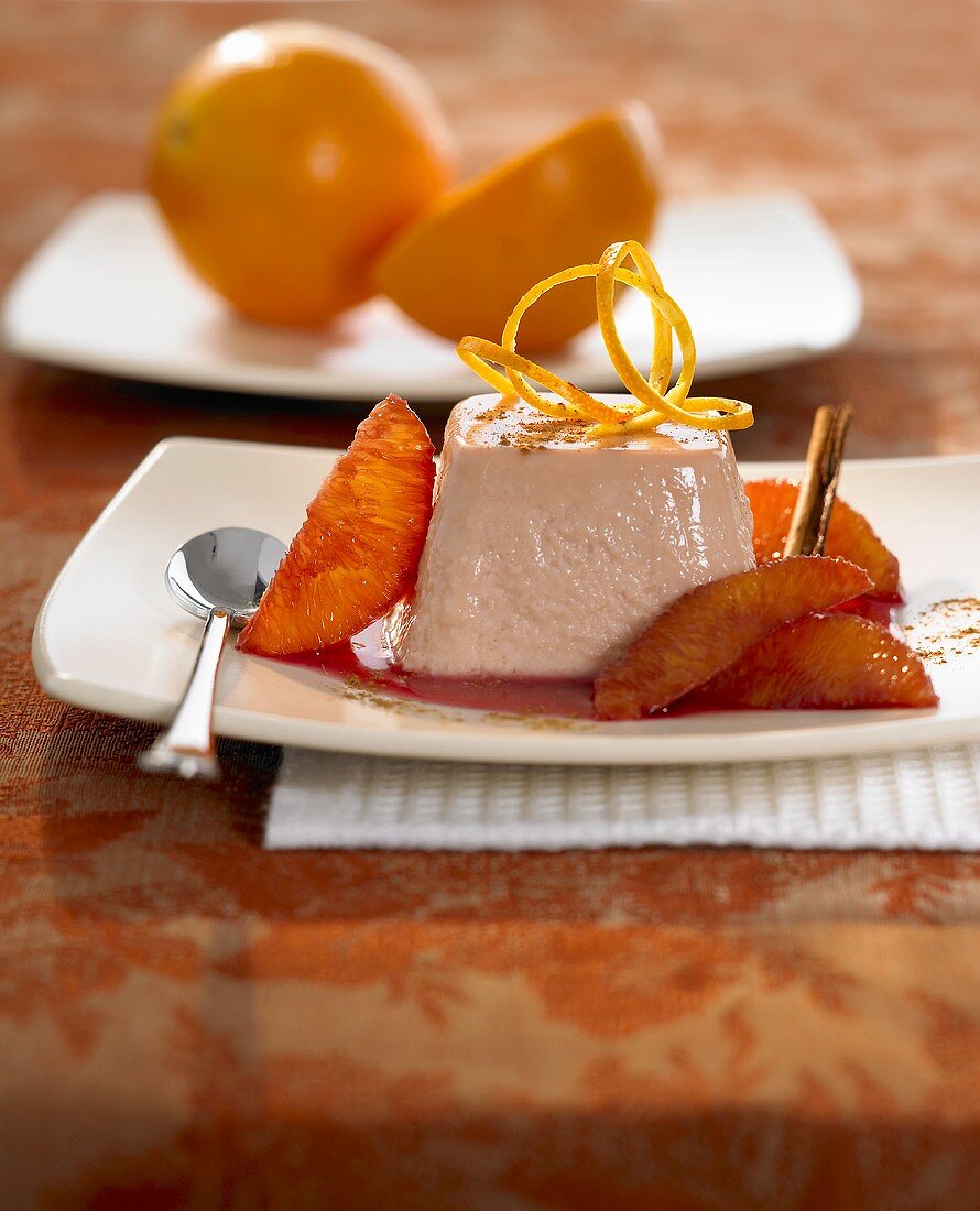 Mulled wine parfait with blood orange sauce