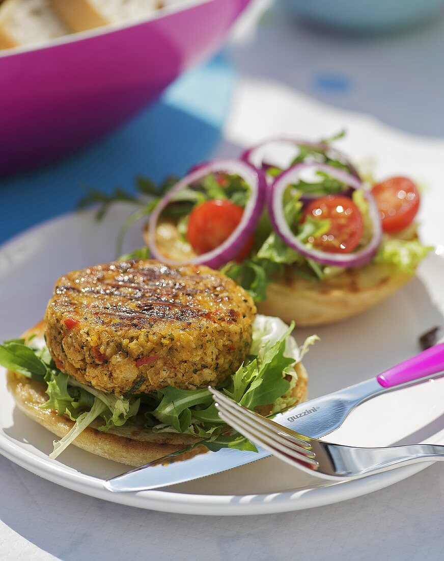Grilled chick-pea burger
