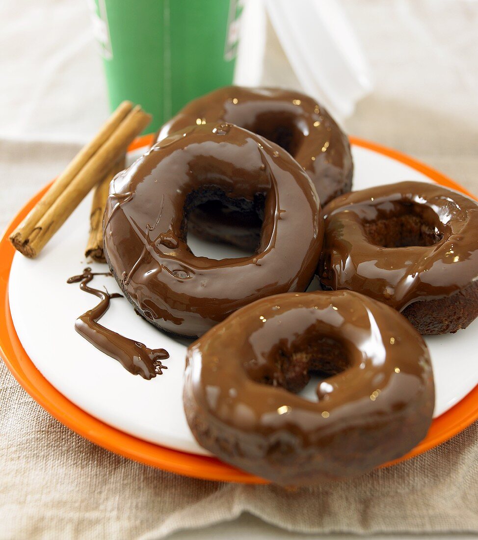 Doughnuts with chocolate icing