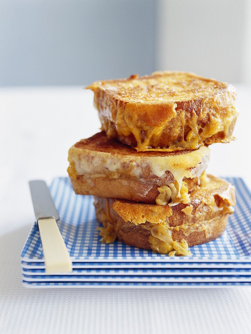 Grilled cheese on toast, stacked