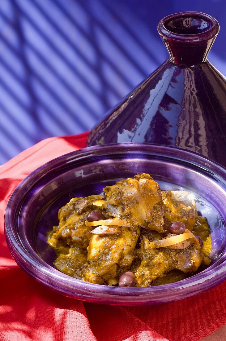 Chicken tajine with lemons and olives