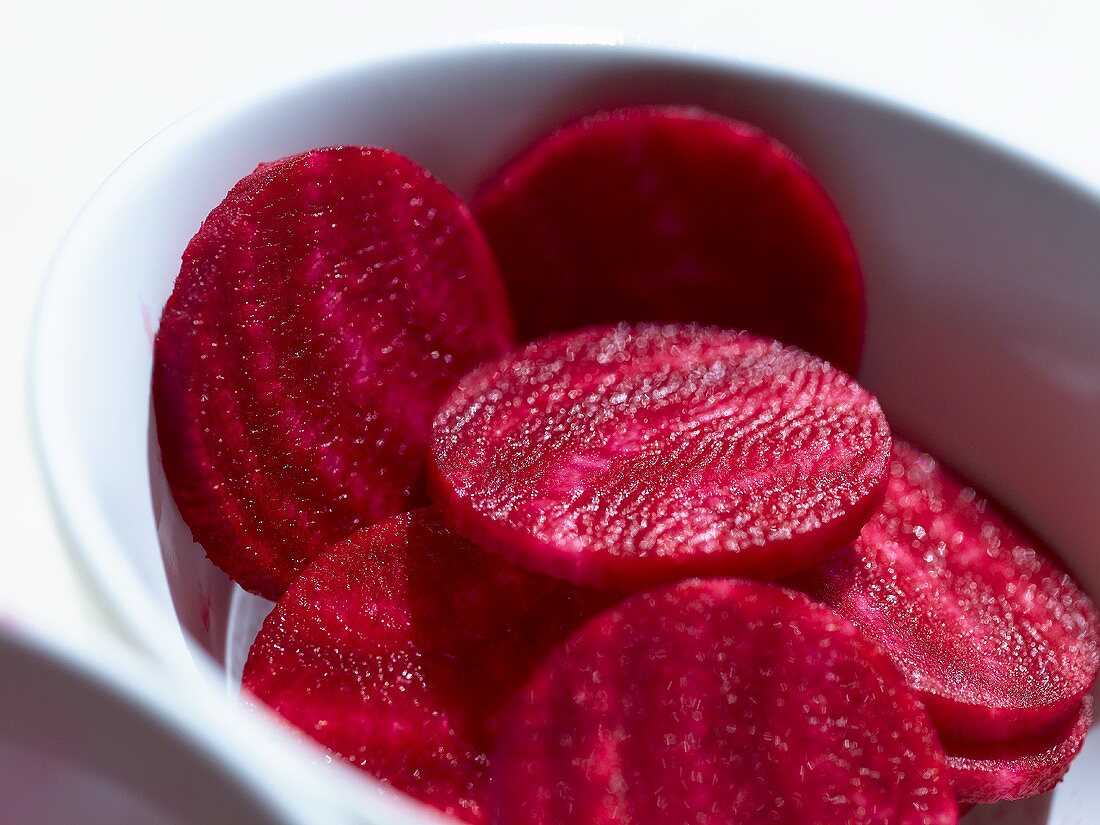 Beetroot slices in a dish