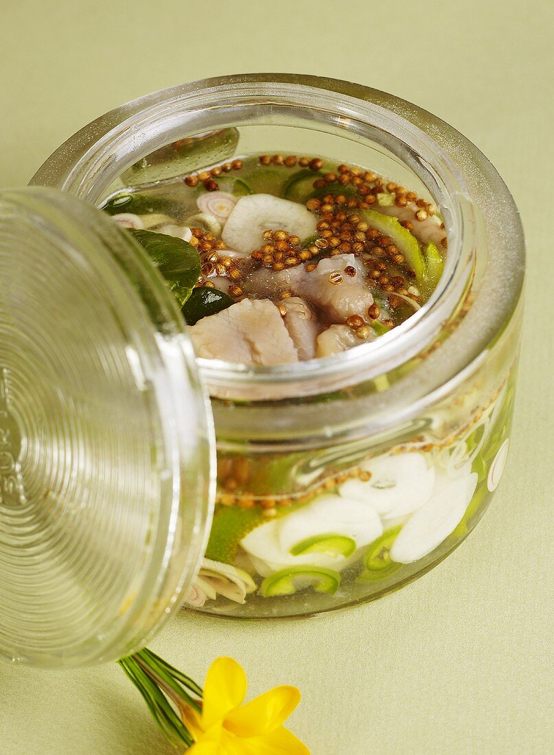 Pickled herring with lemon grass