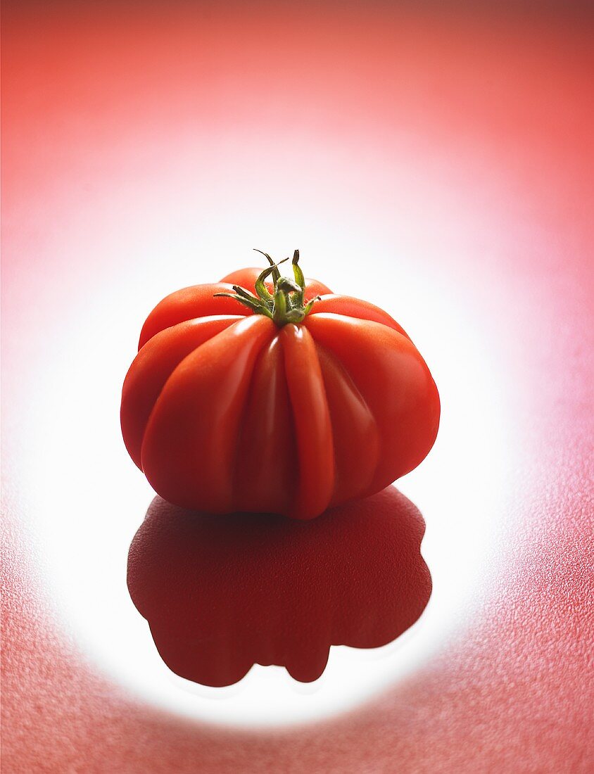 A beefsteak tomato (variety: 'Coeur de Boeuf')