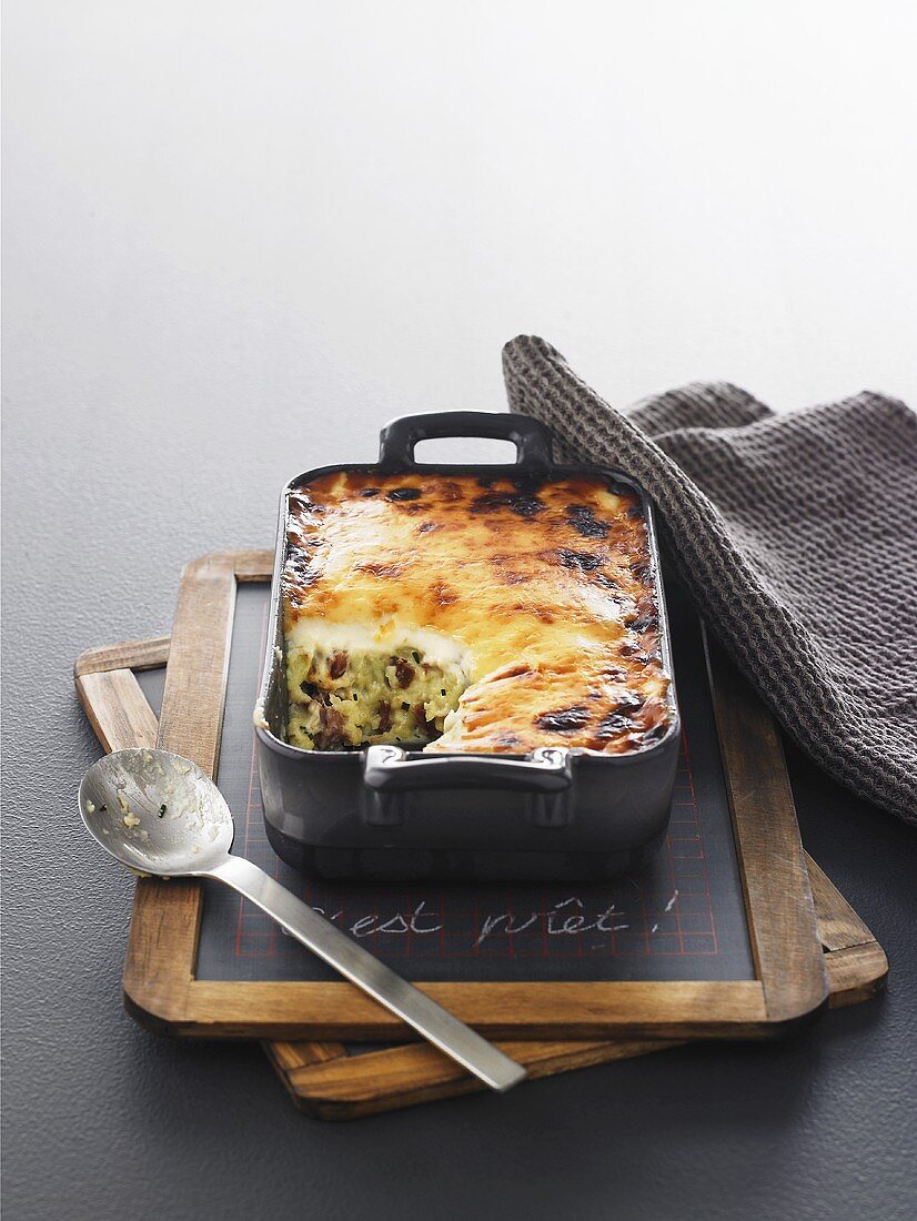 Duck Parmentier in a roasting tin