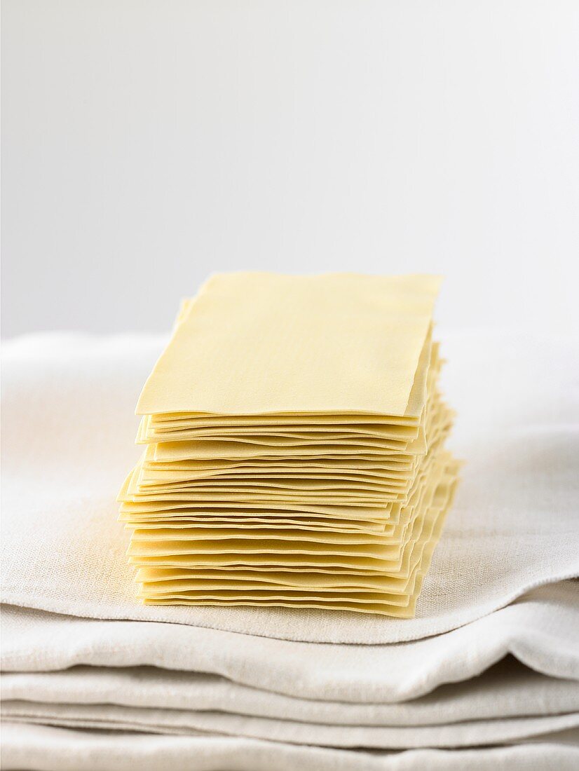A pile of lasagne sheets