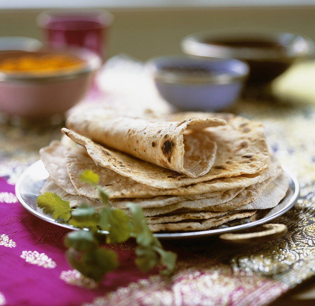 Indian naan bread on a plate