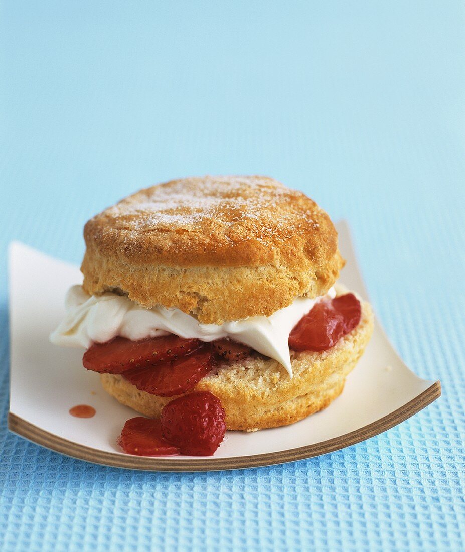 Strawberry shortcake on a plate