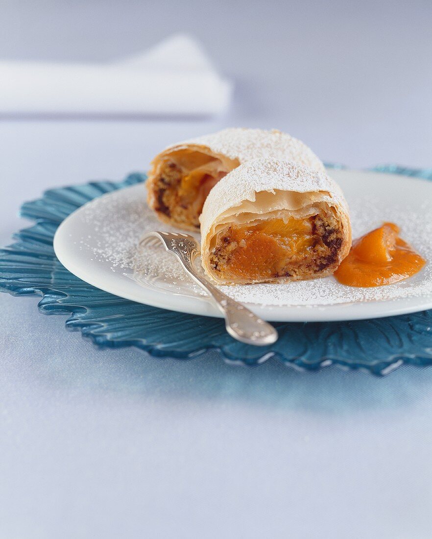 Apricot and chocolate strudel