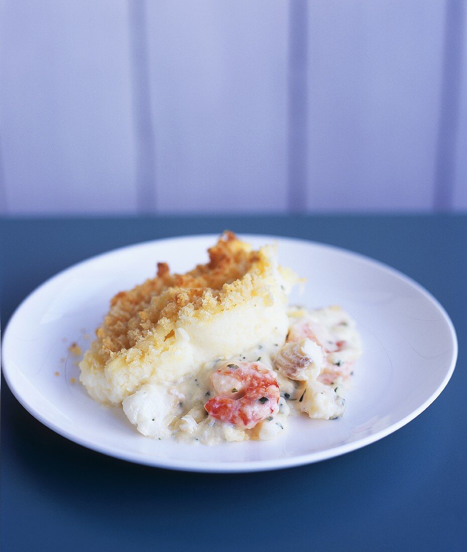 Haddock pie with shrimps