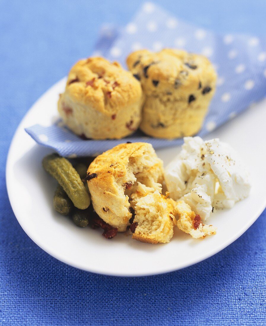 Olive & salami and tomato & salami scones