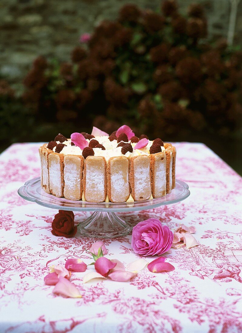 Almond quark charlotte with raspberries