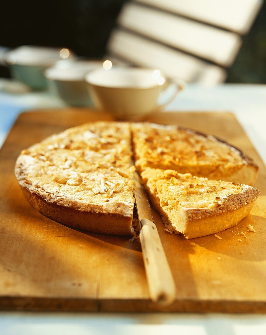 Lemon tart with pine nuts