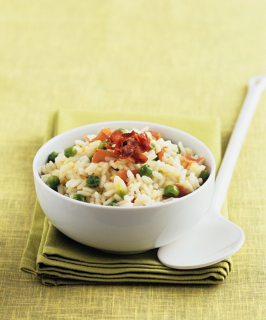 Rice with peas and bacon