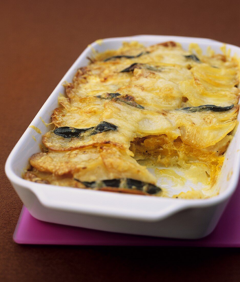 Butternut squash and potato gratin with sage
