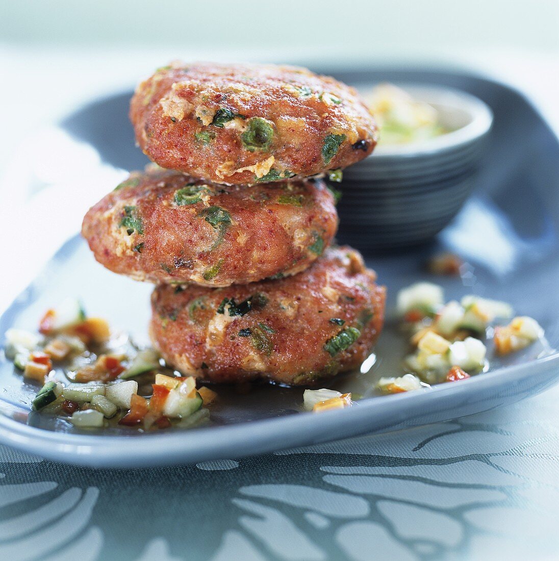 Fish cakes with cucumber salsa
