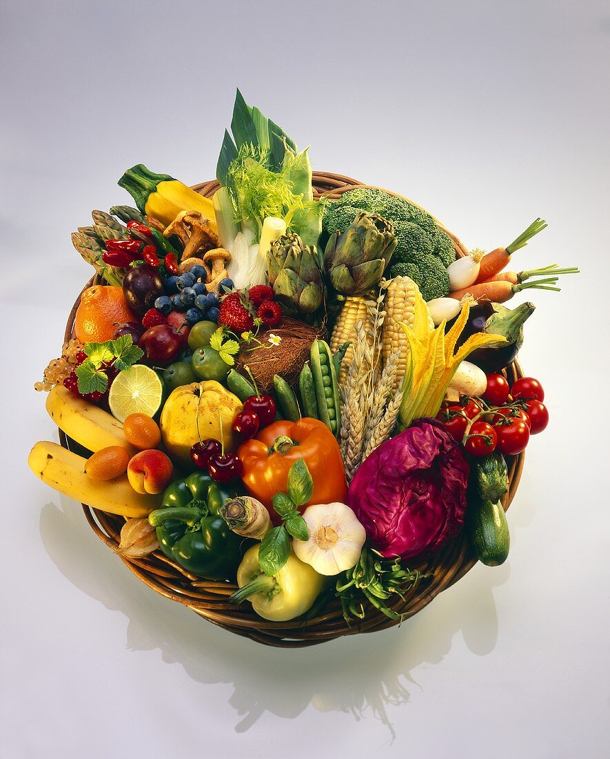 Basket of fruit and vegetables