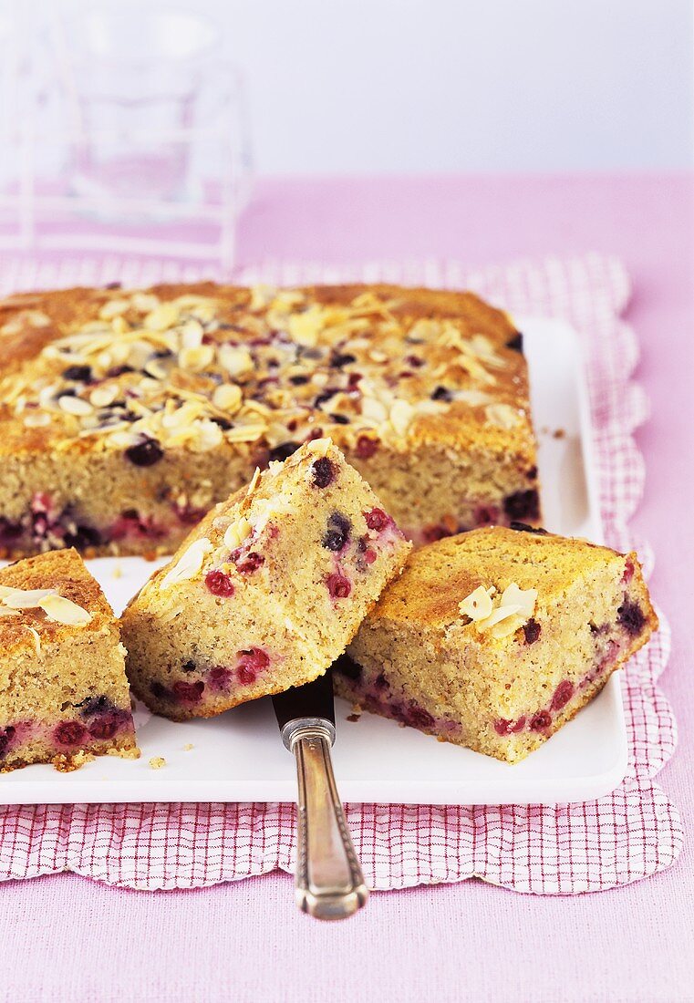 Blueberry, redcurrant and nut cake