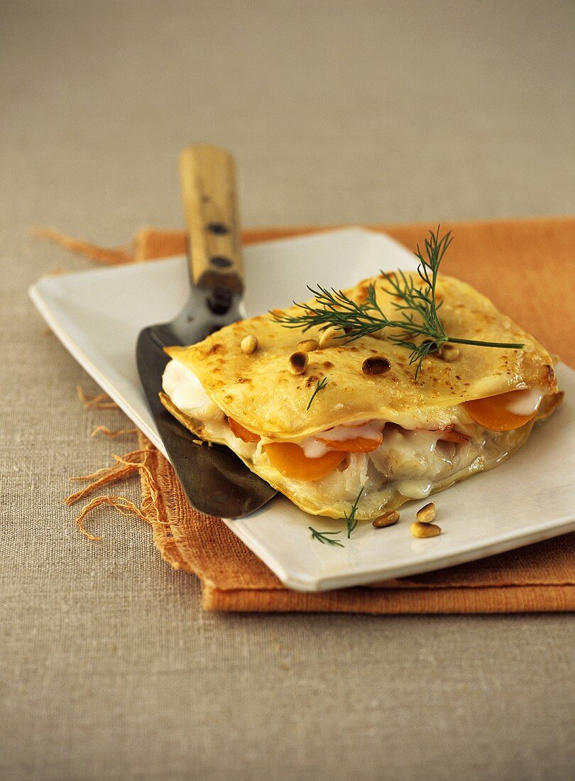 Fischlasagne mit Möhren