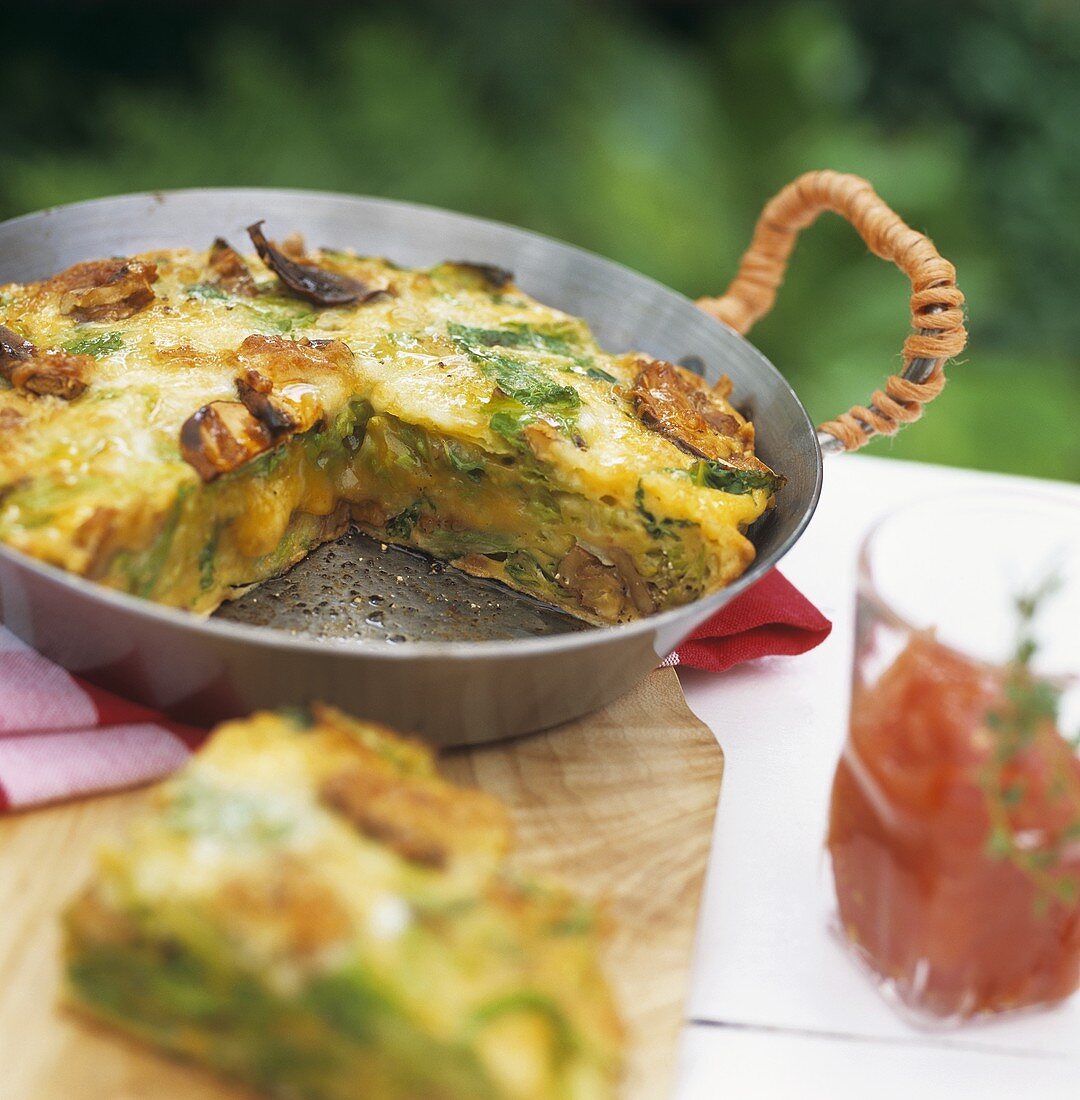 Savoy cabbage frittata with tomato chutney