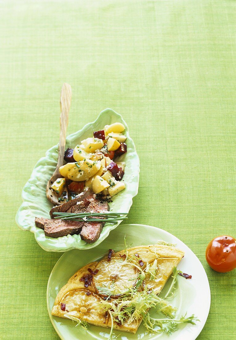 Potato & apple salad and potato & apple pancake