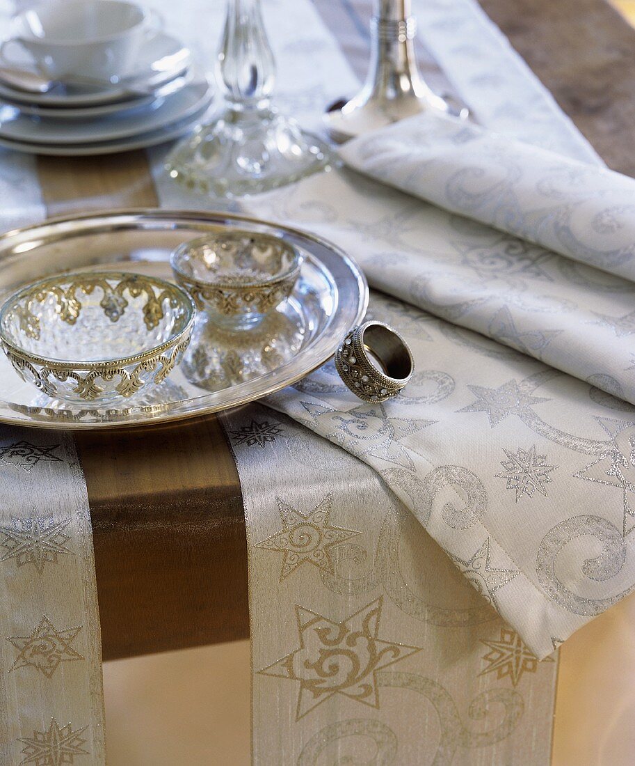 Christmas table with silver tableware