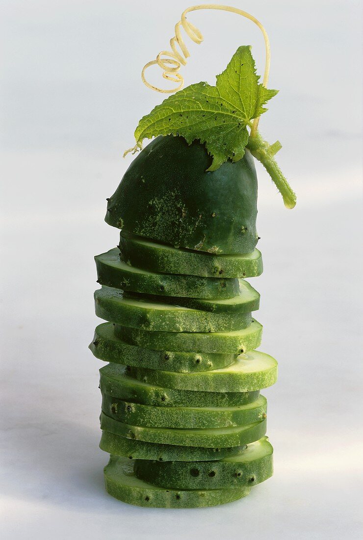 Tower of cucumber slices