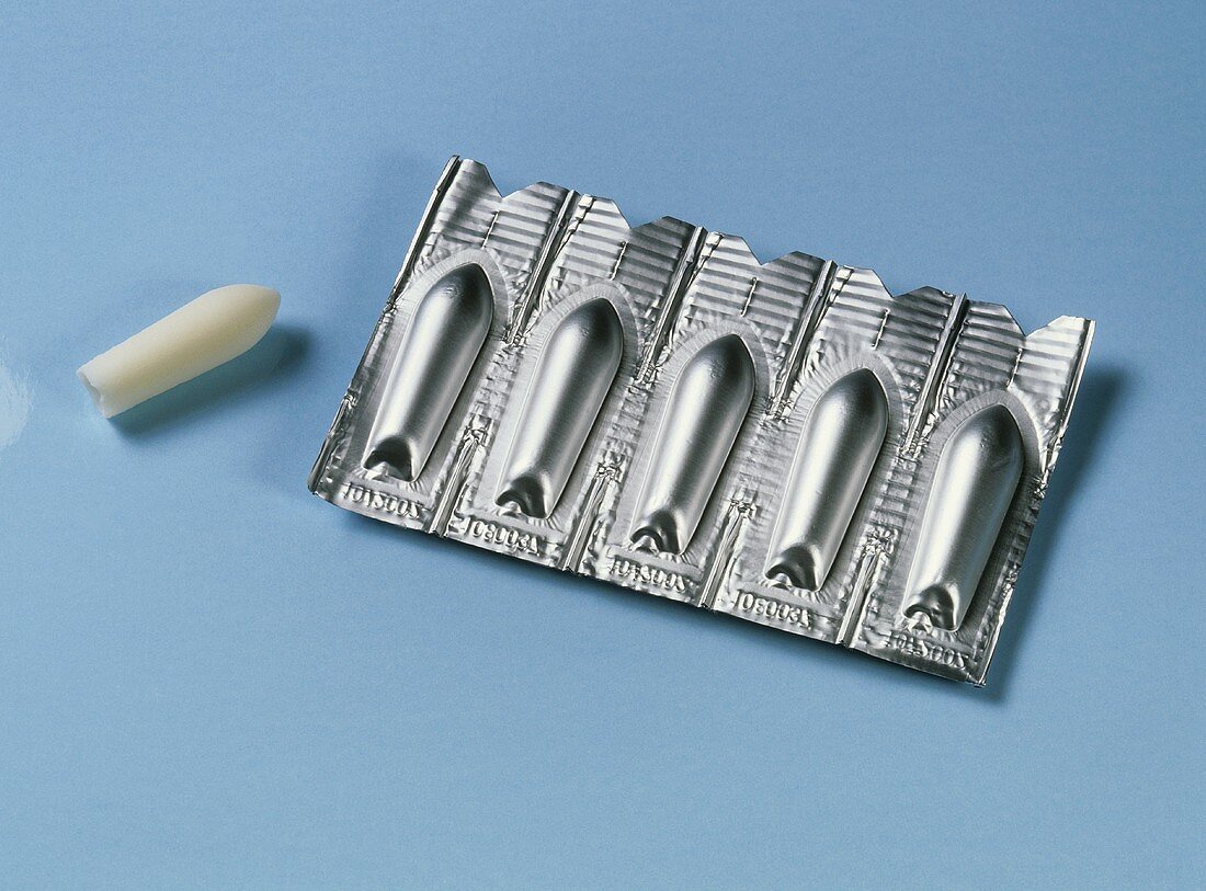 Suppository with packaging