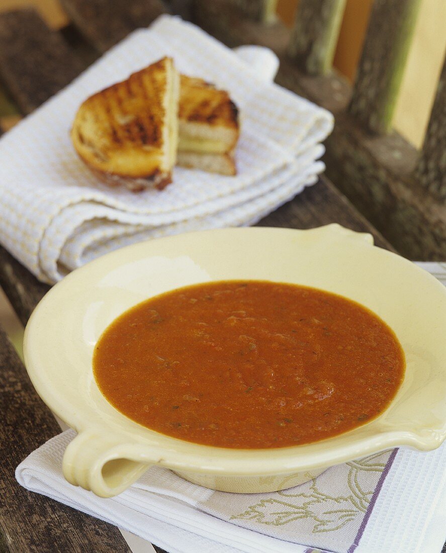 Tomato soup with grilled cheese sandwich