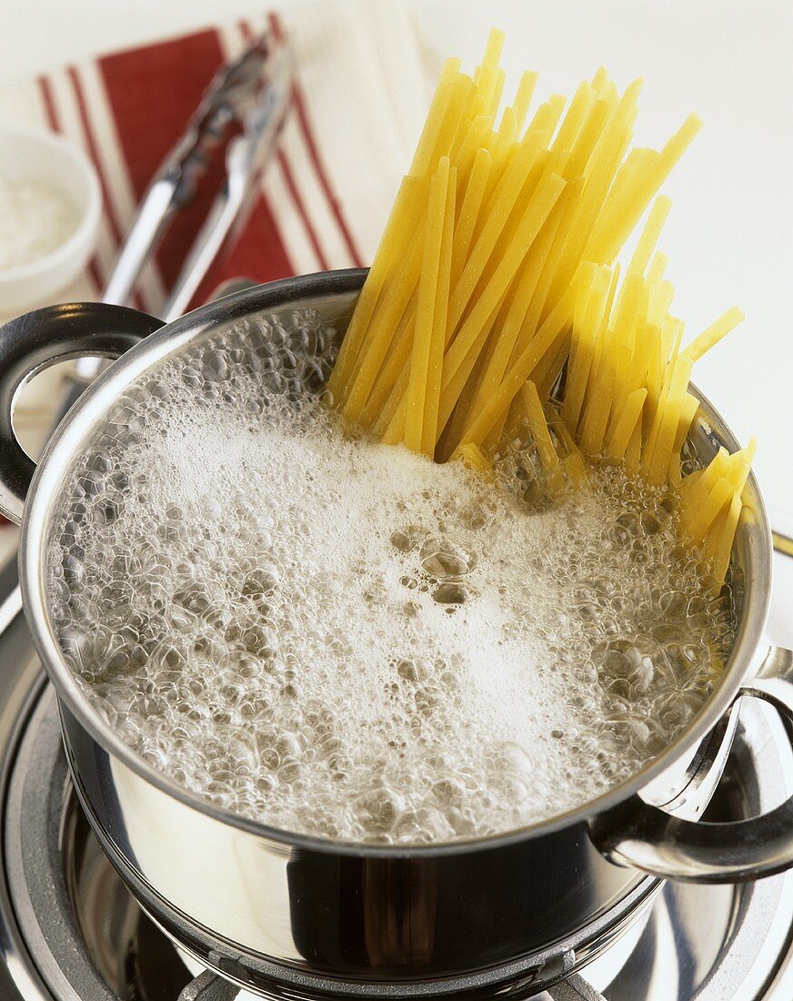 Cooking pasta in boiling water