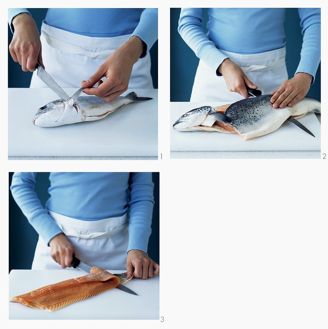 Filleting a salmon