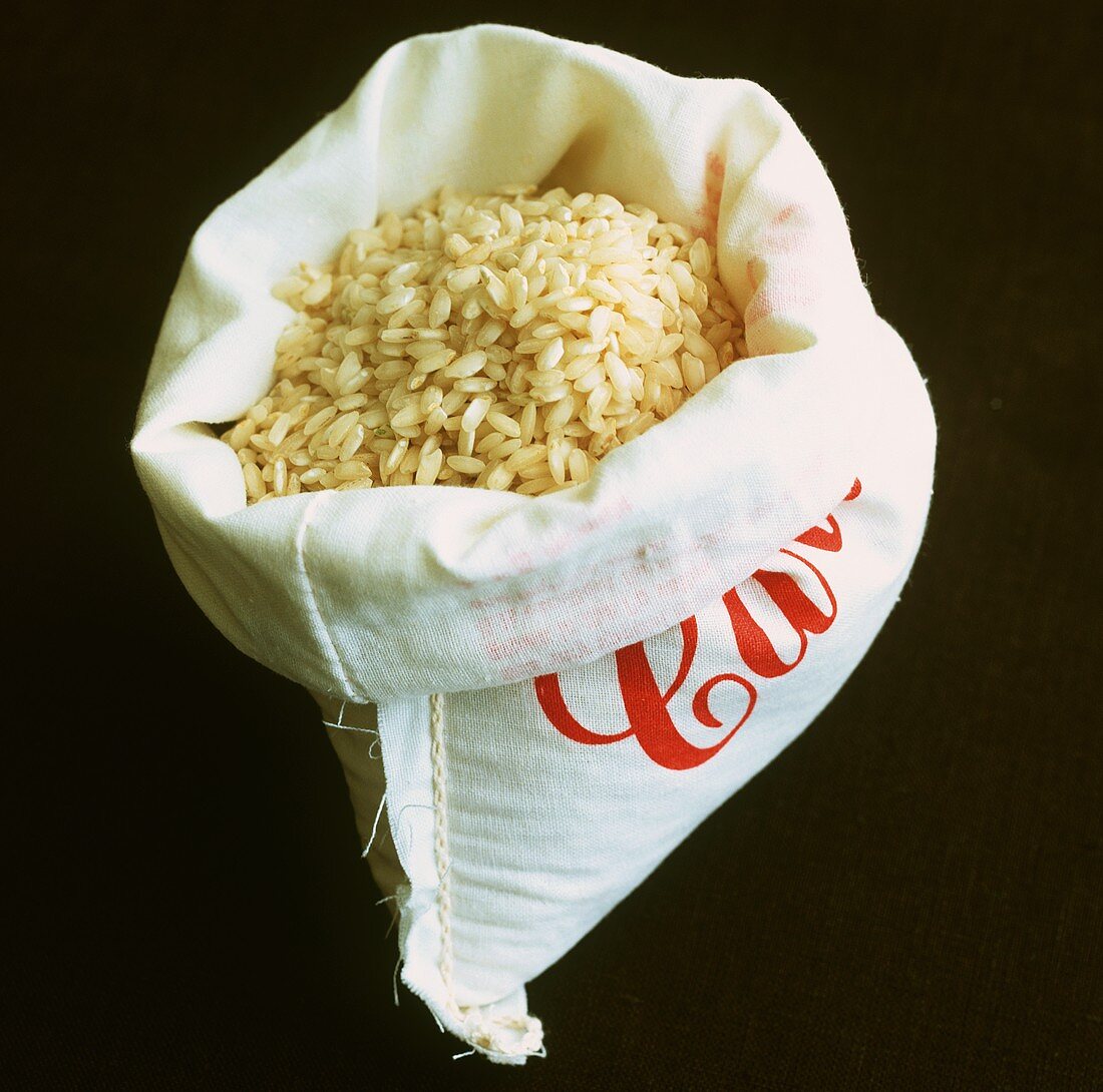 Arborio rice in sack (risotto rice)
