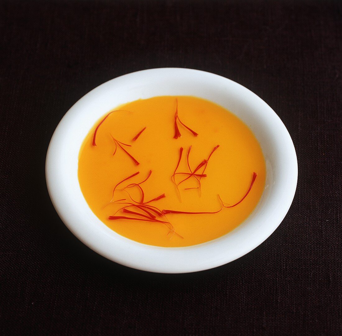 A small dish of saffron in olive oil