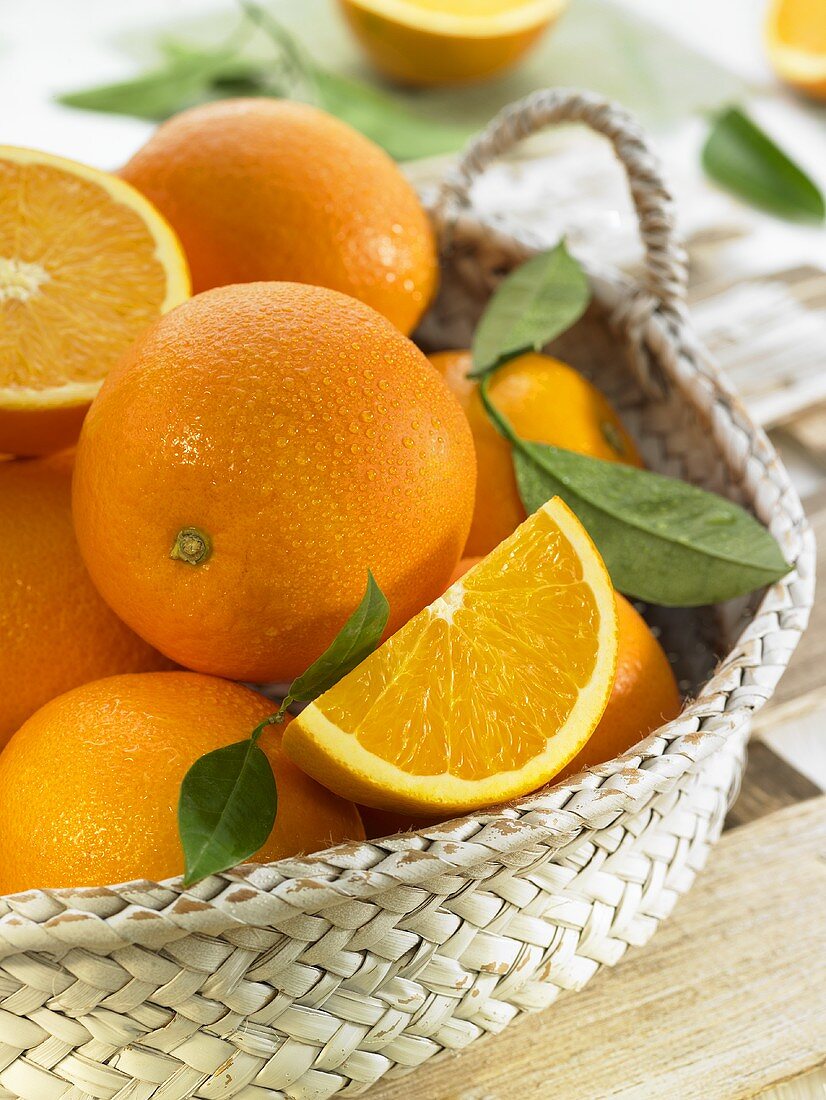 A basket of oranges