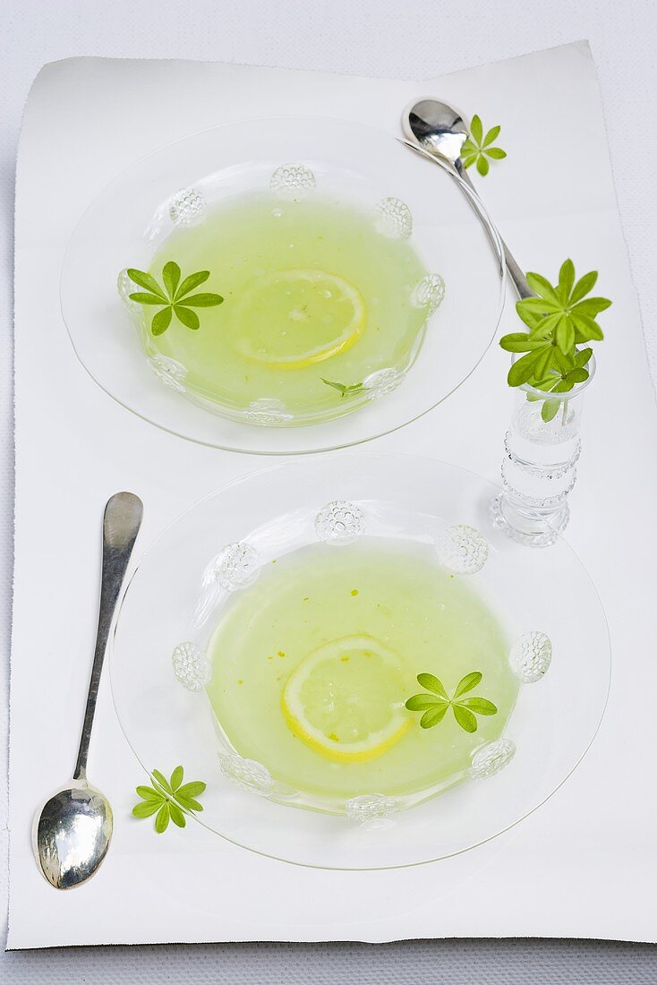Cold woodruff soup with lemon