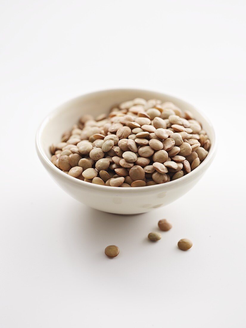 A bowl of brown lentils