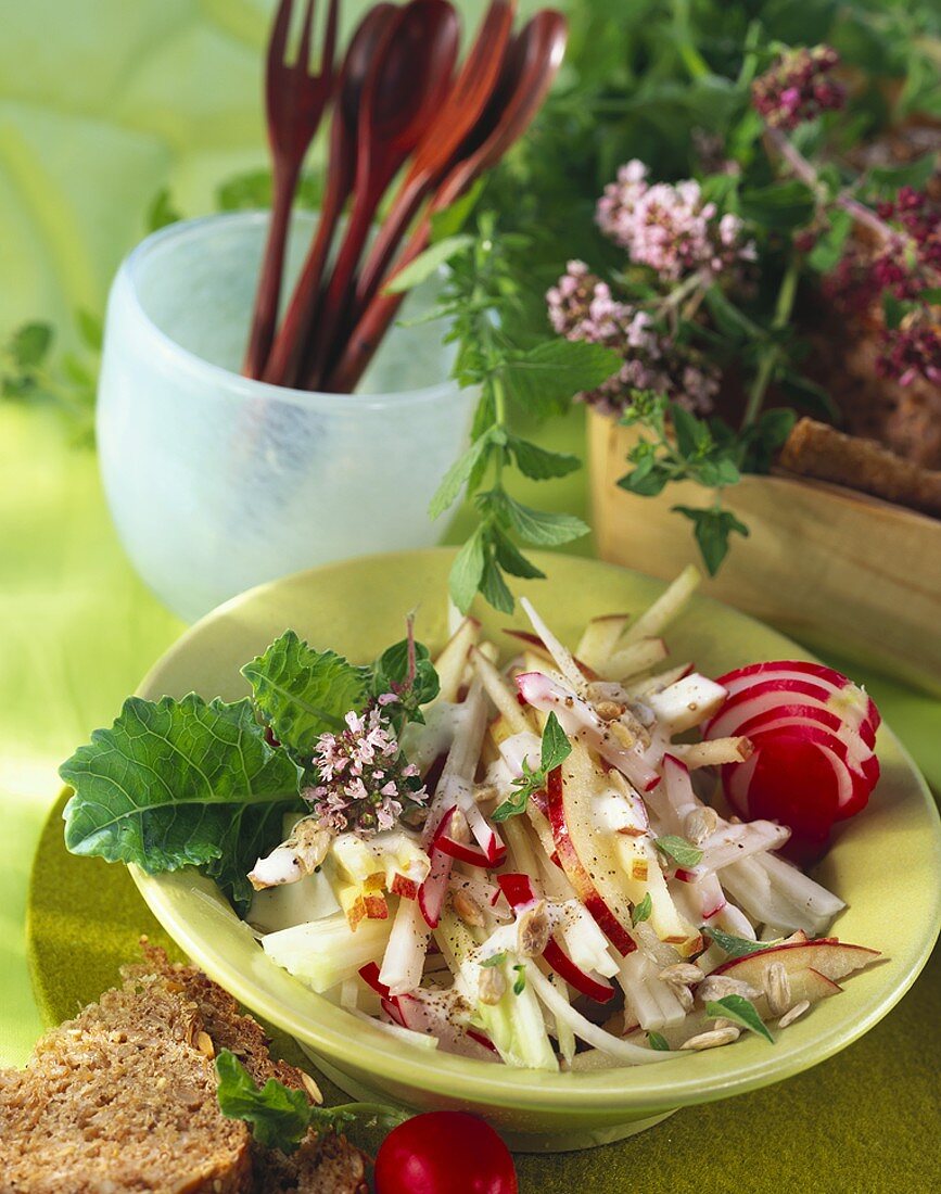 Kohlrabi and apple salad