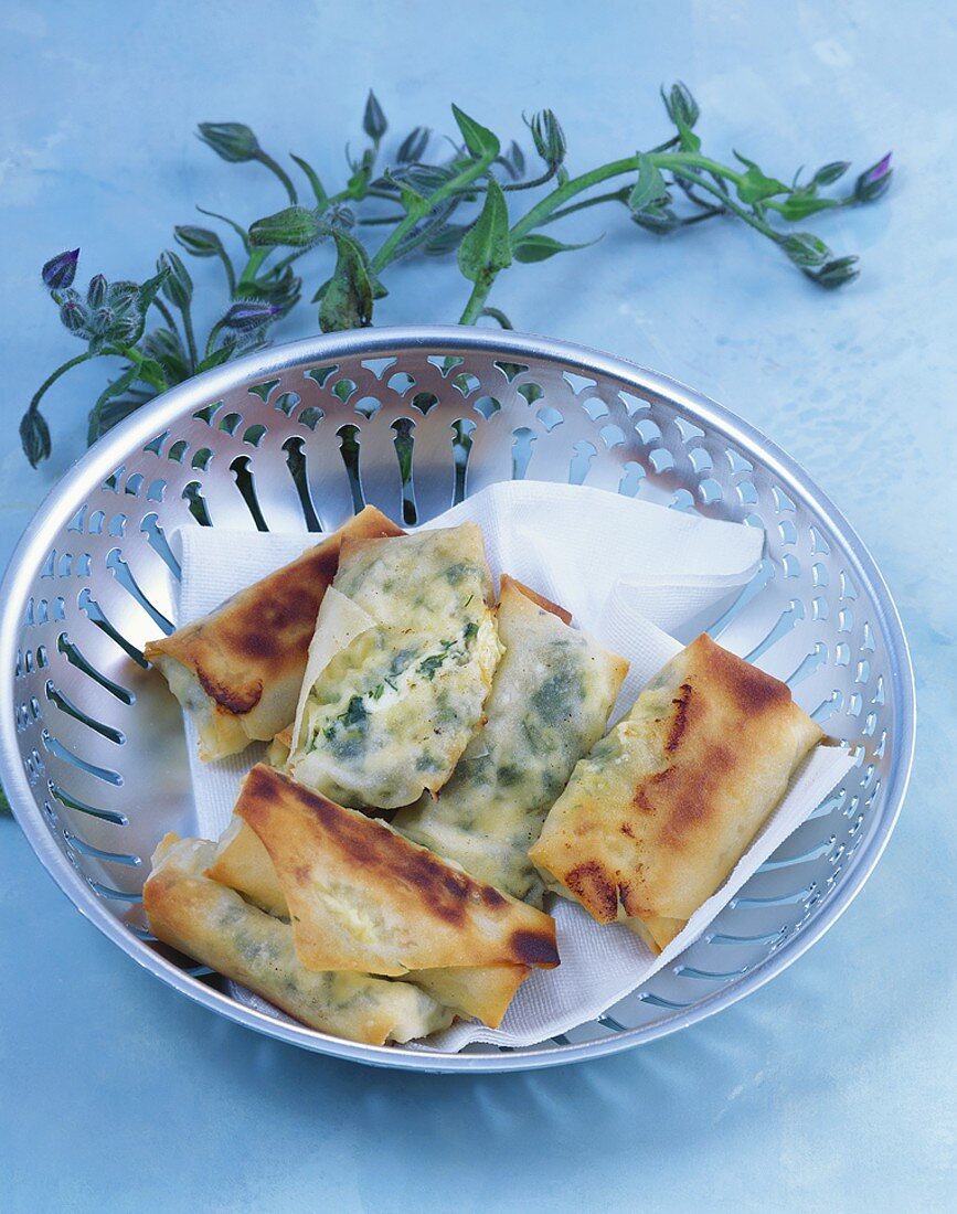 Yufka pastry rolls with sheep's cheese filling