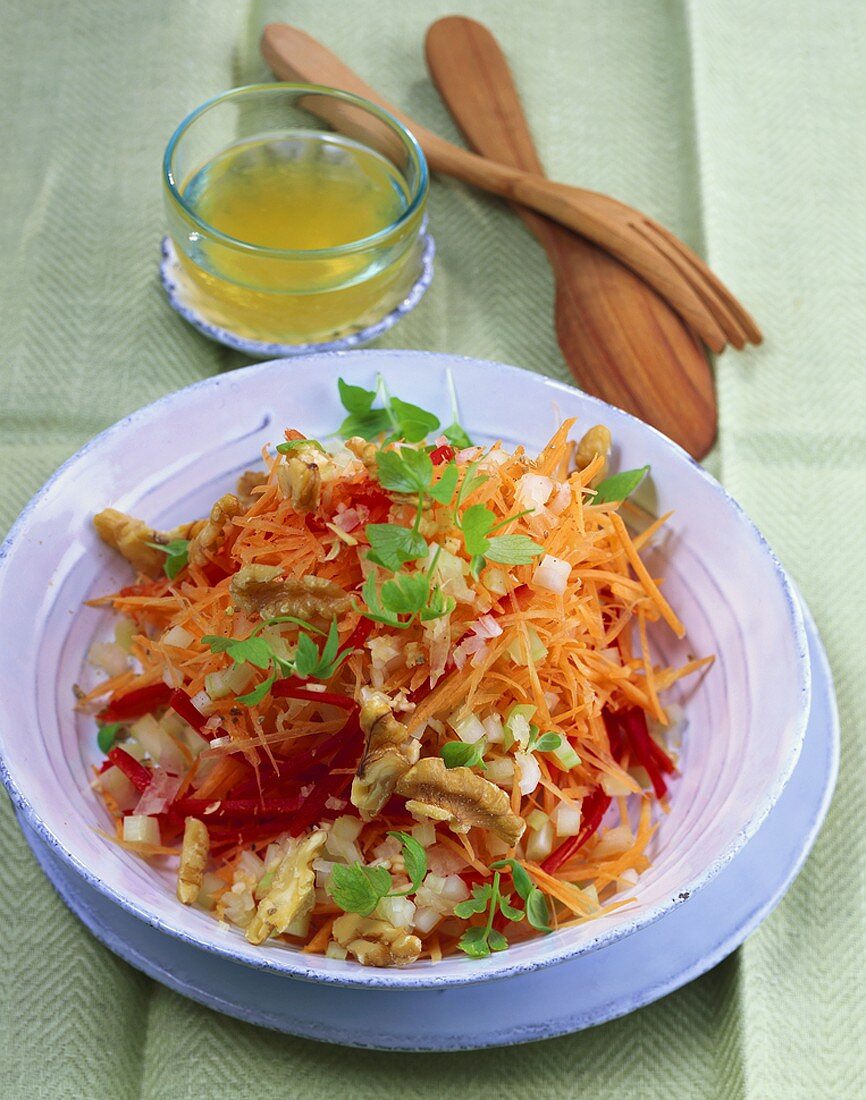 Raw carrot salad with walnuts