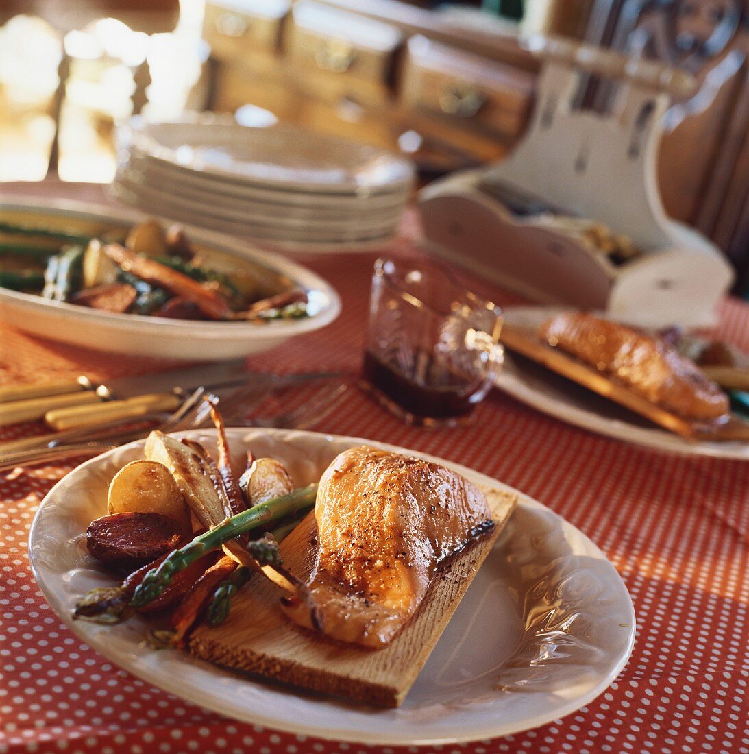 Smoked salmon served on maple platter